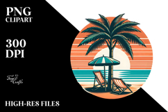 Retro Tropical Tree Beach Chairs PNG Product Image 2