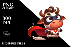 Goofy Cartoon Cow Superhero Cape PNG Product Image 2