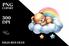 Colorful Baby Bear Watercolor Clipart Product Image 3