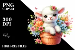 Colorful Watercolor Baby Lamb in a Pocket Product Image 1