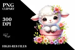 Colorful Smiling Baby Lamb in Pocket | Clipart Product Image 1