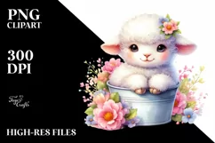 Colorful Smiling Baby Lamb in Pocket | Clipart Product Image 1