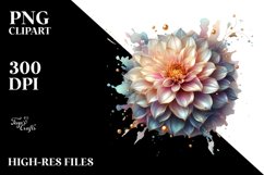 Abstract Dahlia Shiny Golden | Watercolor Clipart Product Image 3