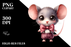 Shy Mouse with Bow, Expressive Clipart Product Image 2