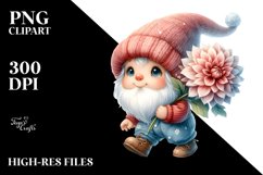 Cute Baby Gnome with Dahlia PNG Product Image 2
