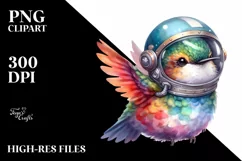 Colorful Baby Hummingbird Astronaut Helmet | Sublimation | Product Image 1