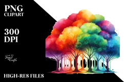 Colorful Rainbow Trees PNG Product Image 2