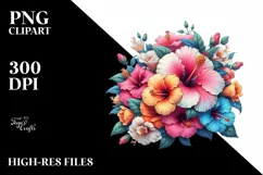 Detailed Hibiscus Bouquet Clipart Product Image 1