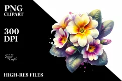 Watercolor Primrose Shiny Splash Sticker Clipart Product Image 3
