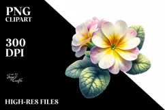 Watercolor Primrose Shiny Splash Sticker Clipart Product Image 3