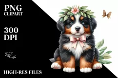 Cute Baby Bernese Mountain Dog Sitting Clipart Product Image 3