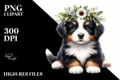 Cute Baby Bernese Mountain Dog Sitting Clipart Product Image 1