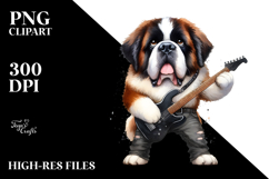 Saint Bernard Rock Star Standing Up | Sublimation | Clipart Product Image 2