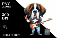 Saint Bernard Rock Star | Watercolor Clipart Product Image 1