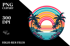 Retro Tropical Rainbow Sunset, PNG Product Image 2