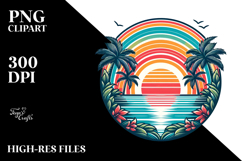 Retro Tropical Rainbow Sunset, PNG Product Image 2