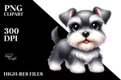 Baby Miniature Schnauzer with Big Eyes PNG Product Image 2