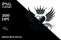 Colorful Heart with Wings and Crown, Transparent PNG Product Image 2