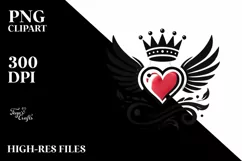 Colorful Heart with Wings and Crown, Transparent PNG Product Image 2