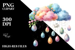 Watercolor Cloud with Hanging Easter Eggs PNG Product Image 2