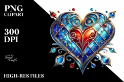 Stained Heart, Watercolor PNG Product Image 2