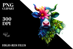 Vibrant Watercolor Cow PNG Product Image 2