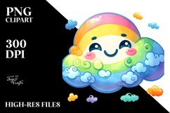 Whimsical Pinkish Smiling Cloud Watercolor PNG Product Image 2