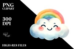 Whimsical Pinkish Smiling Cloud Watercolor PNG Product Image 2