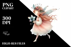 Whimsical Fairy Running Watercolor PNG Product Image 2