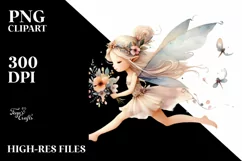 Whimsical Fairy Running Watercolor PNG Product Image 2