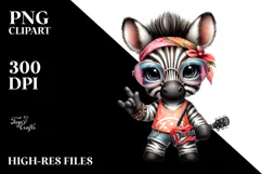 Baby Zebra with Rocker Look PNG Product Image 2