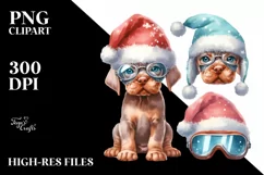cute Baby Vizsla with Santa Hat PNG Product Image 1