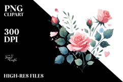 Simple Washed Watercolor Heart Roses PNG Product Image 2
