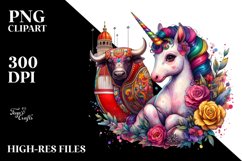 Baby Unicorn in Bullfighting Ring PNG Product Image 1