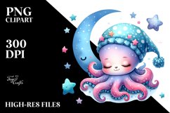 Cute Baby Octopus Smiling PNG Product Image 3