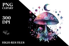 Colorful Magical Mushroom Watercolor Clipart Product Image 3