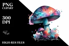 Colorful Magical Mushroom Watercolor Clipart Product Image 1
