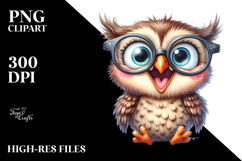 Excited Owl with es, Funny Clipart Product Image 2