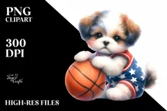Detailed Cute Baby Dog Playing Basketball Product Image 3