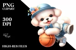 Detailed Cute Baby Dog Playing Basketball Product Image 3