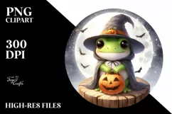 Cute Baby Frog Dressed for Halloween PNG Product Image 1