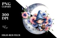 Cute Baby Gnome with Morning Glory PNG Product Image 2