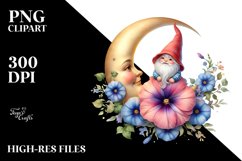 Cute Baby Gnome with Morning Glory PNG Product Image 2