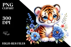 Colorful Baby Tiger Smiling | Watercolor Clipart Product Image 2