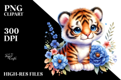 Colorful Baby Tiger Smiling | Watercolor Clipart Product Image 2