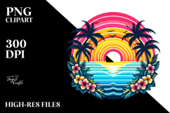 Retro Tropical Rainbow Sunset PNG Product Image 2