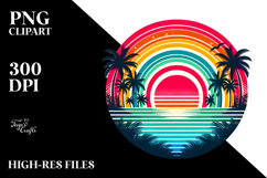 Retro Tropical Rainbow Sunset PNG Product Image 2