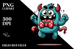 Ridiculously Cute Monster with Bow Tie PNG Product Image 2
