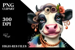 a Vibrant Watercolor Cow Portrait Sticker Product Image 3