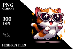 Playful Cat with Sunglasses PNG Product Image 2